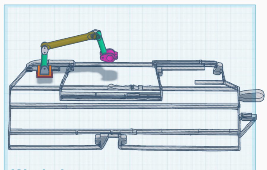 A CAD view of an articulated assembly from my Tinkercad design work